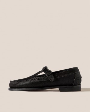 Hereu Alber Calf Hair T-bar Men's Loafers Black | NZ-07BSXTNWR