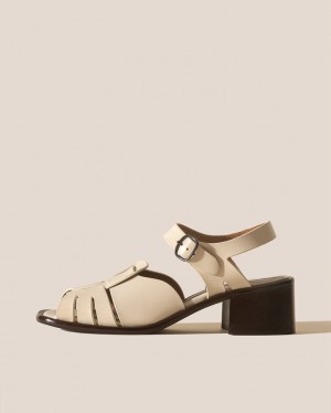 Hereu Ancora Squared Heeled Open-toe Fisherman Women's Sandals Beige | NZ-75BTYXVNO