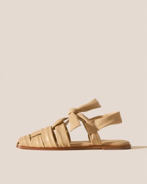 Hereu Bena Interwoven Knotted T-bar Women's Sandals Cream | NZ-01KBCLAEN