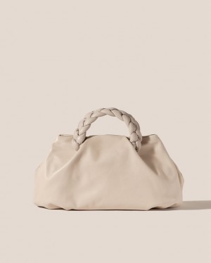 Hereu Bombon L Plaited-handle Leather Women's Tote Bag Cream | NZ-58QPASZKM