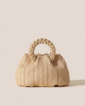 Hereu Bombon M Raffia Plaited-handle Raffia Women's Crossbody Bag Beige | NZ-13YFAXWGK