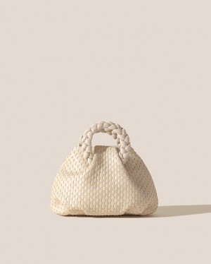 Hereu Bombon Woven Small Plaited-handle Leather Women's Crossbody Bag Cream | NZ-54QMVRTAP