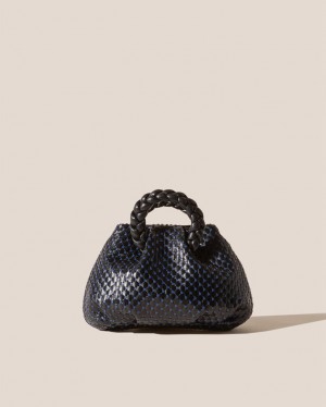 Hereu Bombon Woven Small Plaited-handle Leather Women's Crossbody Bag Black / Navy | NZ-41IKEZMPX