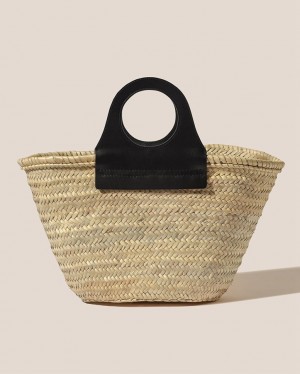 Hereu Cabas Straw Women's Tote Bag Black | NZ-30JPMRVXN