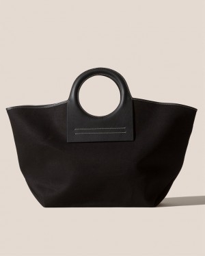 Hereu Cala L Leather-trimmed Canvas Men's Tote Bag Black | NZ-80VSWTNUH