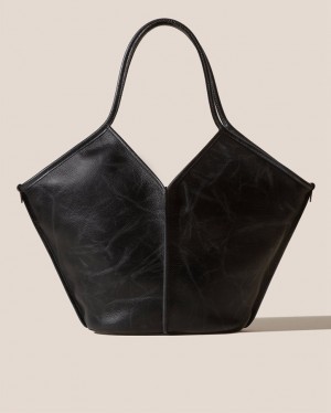 Hereu Calella Distressed Leather Women's Tote Bag Black | NZ-59PKMIQBD