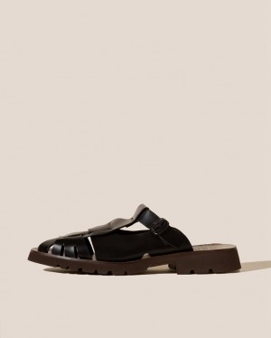 Hereu Canya Sport Leather Fisherman Women's Mules Black | NZ-98ZOJBPYU