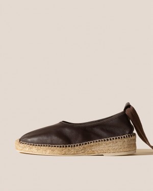 Hereu Caprala Elasticated High Cut Wedge Women's Espadrilles Dark Brown | NZ-41HEANDYM