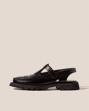 Hereu Cranc Sport Tread Sole Slingback Women's Loafers Black | NZ-05QNXGVZB