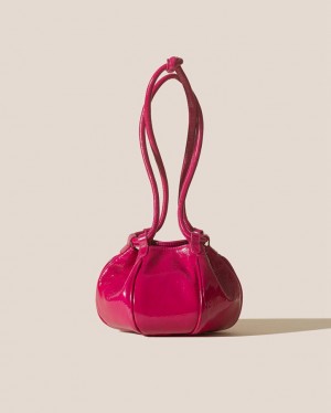 Hereu Globul Mini Crinkled Glossy Balloon-shaped Women's Crossbody Bag Dark Pink | NZ-58PVUHADB