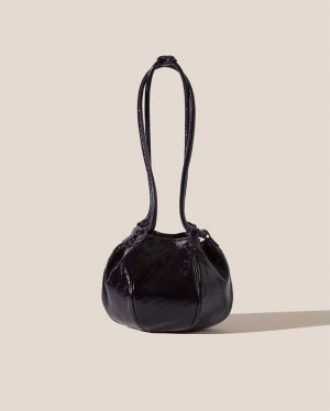 Hereu Globul Mini Crinkled Glossy Balloon-shaped Women's Crossbody Bag Dark Navy | NZ-64RNQPCEI