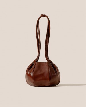 Hereu Globul Mini Crinkled Glossy Balloon-shaped Women's Crossbody Bag Chocolate | NZ-87CLSIBKP