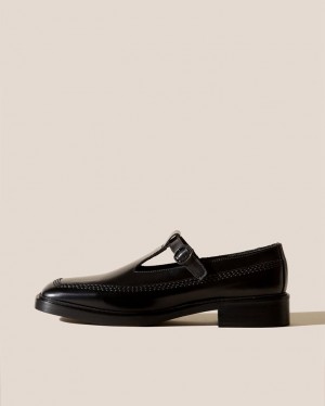 Hereu Lluisa Polished T-bar Men's Loafers Black | NZ-21QDYWOAE