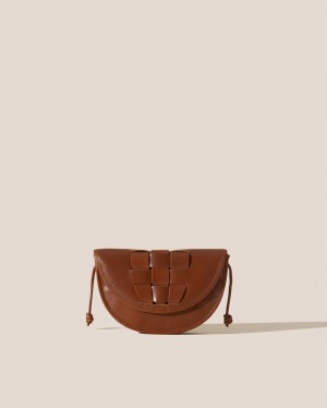 Hereu Lluna Nova Interwoven Front Detail Women's Crossbody Bag Brown | NZ-52HAYSZKB