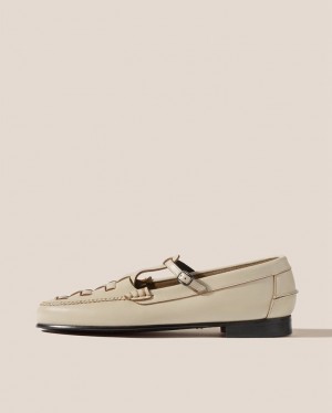 Hereu Maqueda Interwoven T-bar Women's Loafers Beige | NZ-54LTOWSFG