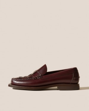 Hereu Nombela Interwoven Detail Slip-on Women's Loafers Burgundy | NZ-20VUWLGFK