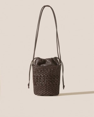 Hereu Palau Hand-braided Mini Men's Bucket Bag Dark Brown | NZ-14WEXLOCG