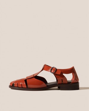 Hereu Pesca Crinkled Glossy Fisherman Women's Sandals Red Brown | NZ-95TOUPDEJ