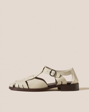 Hereu Pesca Crinkled Glossy Fisherman Women's Sandals Beige | NZ-30SGFLYJA