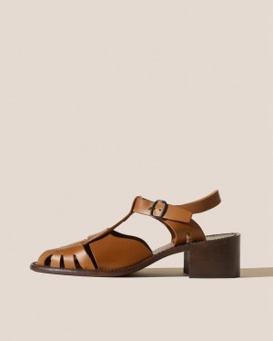 Hereu Pesca Heeled Fisherman Women's Sandals Brown | NZ-78VDWPZHQ