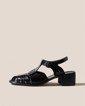 Hereu Pesca Heeled Fisherman Women's Sandals Black | NZ-28NUTDZXF