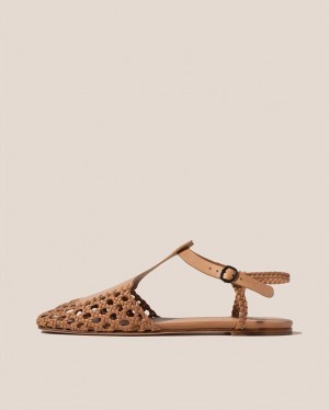 Hereu Reixa Woven T-bar Women's Sandals Beige | NZ-87DGHOMKZ