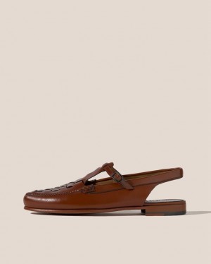 Hereu Roqueta Slingback T-bar Women's Loafers Dark Brown | NZ-96HCTWPSY