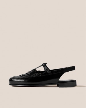 Hereu Roqueta Slingback T-bar Women's Loafers Black | NZ-74ZEJMSXU