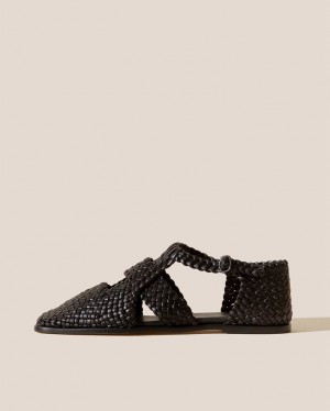 Hereu Serra Woven T-bar Women's Sandals Black | NZ-08LTHJCRS