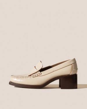 Hereu Sineu Heeled Interlaced Detail Slip-on Women's Loafers Beige | NZ-35JDZPIGW