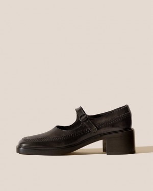 Hereu Sio Heeled Brushed Mary Jane Women's Loafers Black | NZ-53CNLWDBK