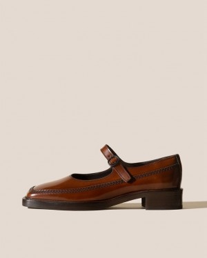 Hereu Sio Polished Mary Jane Women's Loafers Dark Brown | NZ-68VRZGPTK