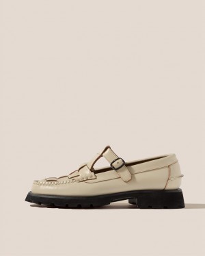 Hereu Soller Sport Tread Sole T-bar Women's Loafers Beige | NZ-56GFRTBSV