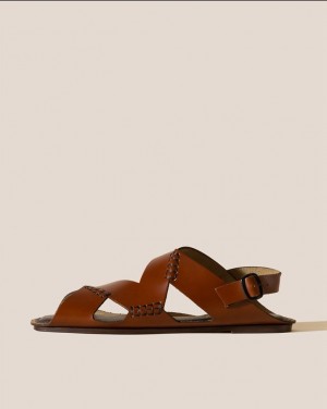 Hereu Suset Flat Asymmetrical Women's Sandals Dark Brown | NZ-50BVOMIHG