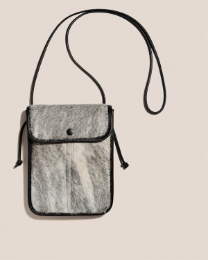 Hereu Terra Calf Hair Square-flat Women's Crossbody Bag Beige / Grey | NZ-98LBNVRAM