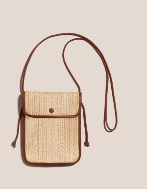 Hereu Terra Raffia Square-flat Men's Crossbody Bag Beige / Brown | NZ-39NDGZUPT