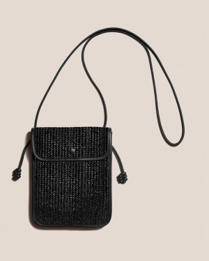 Hereu Terra Raffia Square-flat Women's Crossbody Bag Black | NZ-37WNJKMLF