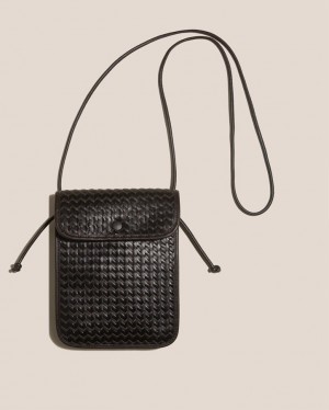 Hereu Terra Woven Square-flat Men's Crossbody Bag Black / Dark Brown | NZ-59CDSVREF