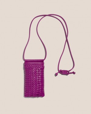 Hereu Trena Woven Women's Phone Bag Dark Pink | NZ-47SZWMKQP