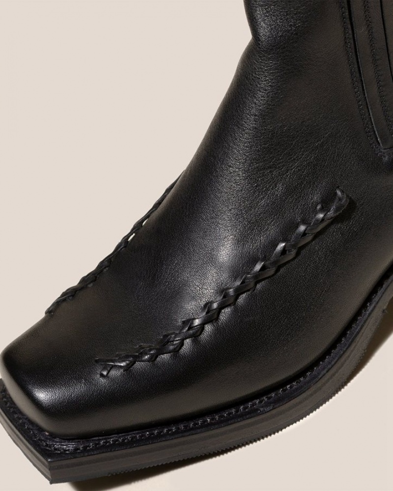 Hereu Agulla Square-toe Braided Detail Men's Chelsea Boots Black | NZ-85ZIWRUTC