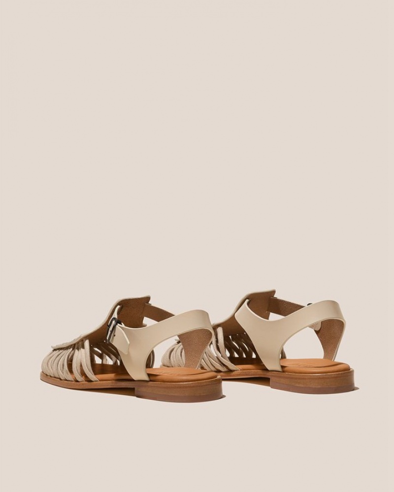 Hereu Alaro Square-toe T-bar Women's Sandals Beige | NZ-81VNJKZHD