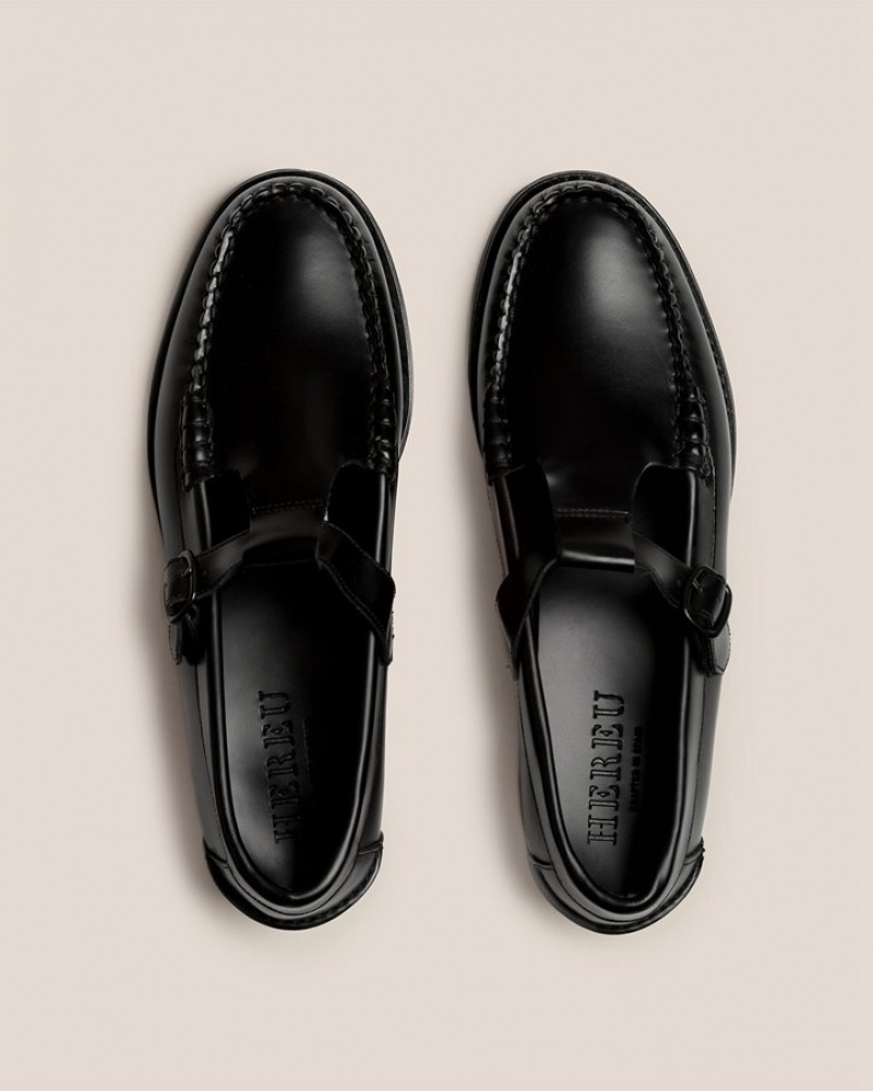 Hereu Alber T-bar Men's Loafers Black | NZ-67IPLWFTC