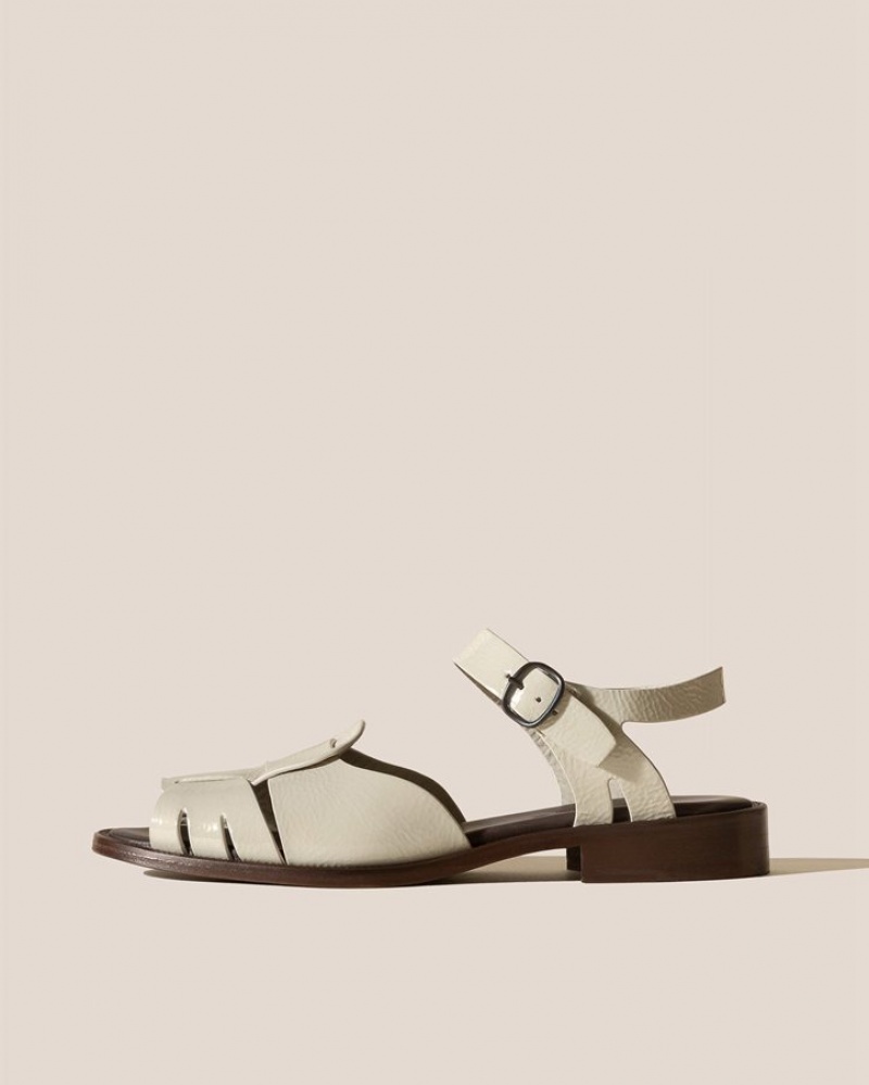 Hereu Ancora Crinkled Glossy Fisherman Women\'s Sandals Cream | NZ-87UTBZNOL