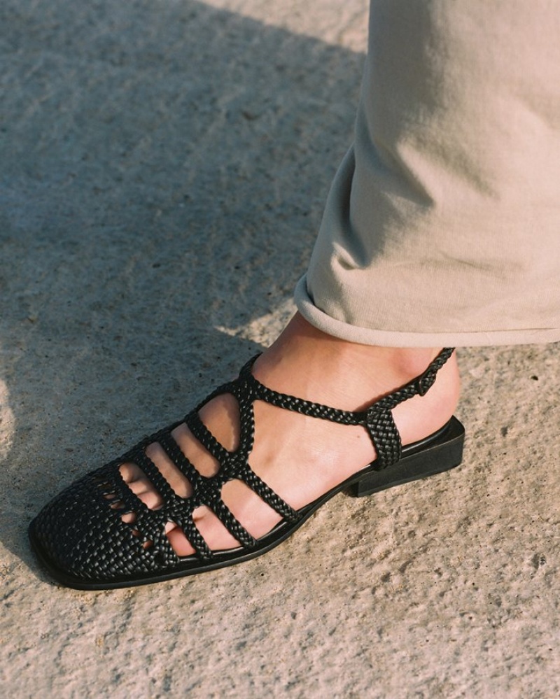 Hereu Barana Woven Slingback Women's Mules Black | NZ-64OTAJNHI