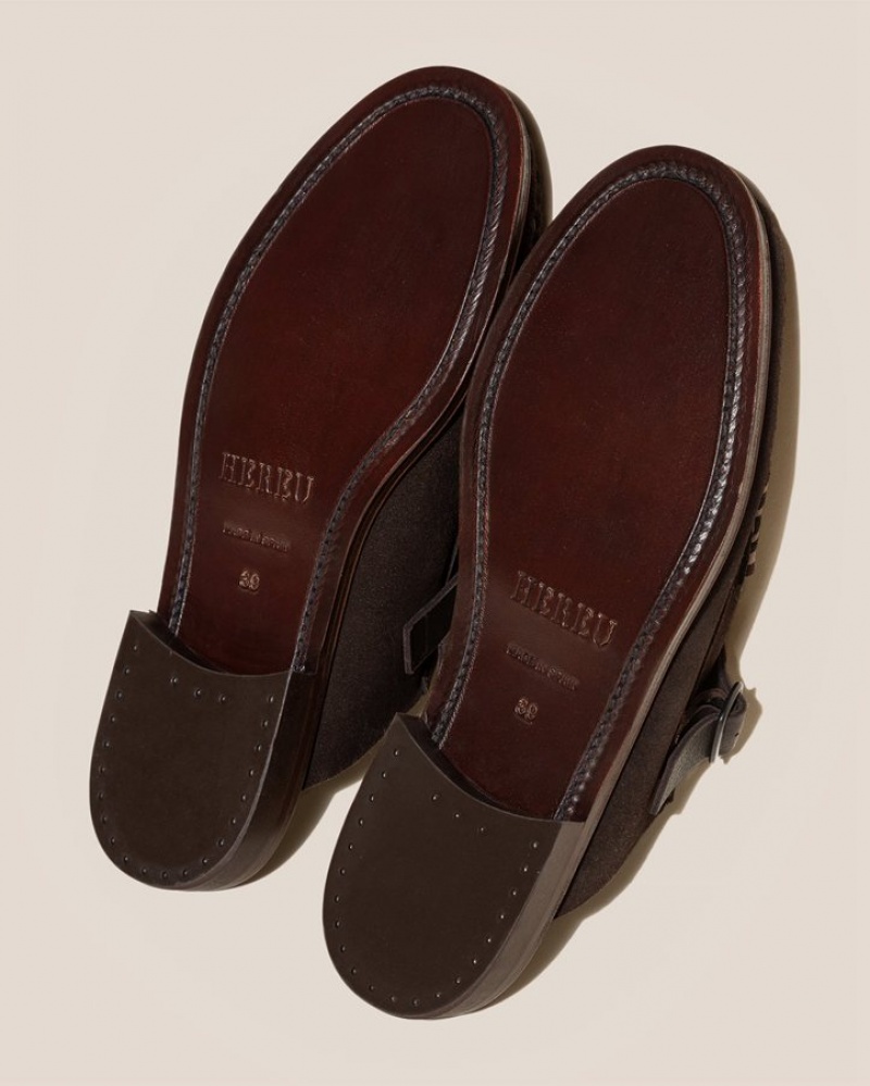 Hereu Barraca Buckle-strap Men's Mules Chocolate | NZ-91FQUIZHL