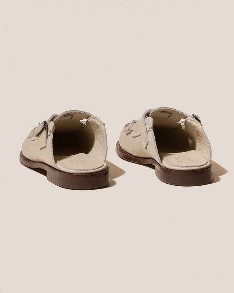 Hereu Barraca Buckle-strap Men's Mules Cream | NZ-21ELVHXZF