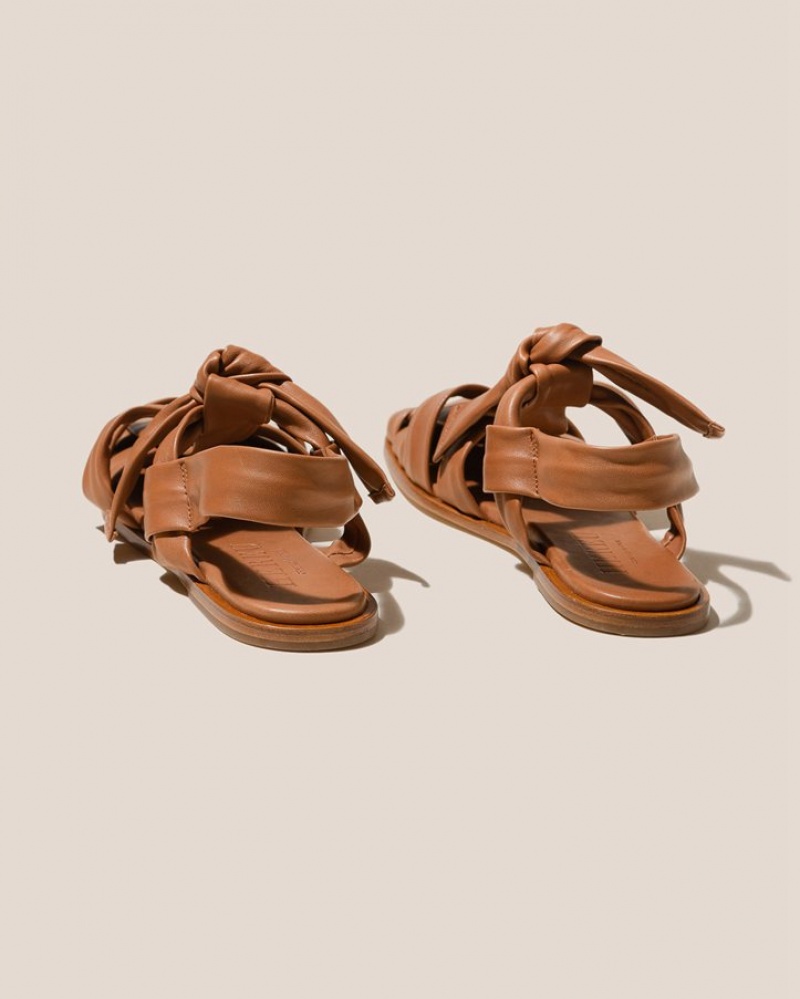 Hereu Bena Interwoven Knotted T-bar Women's Sandals Dark Brown | NZ-16RPSYELQ