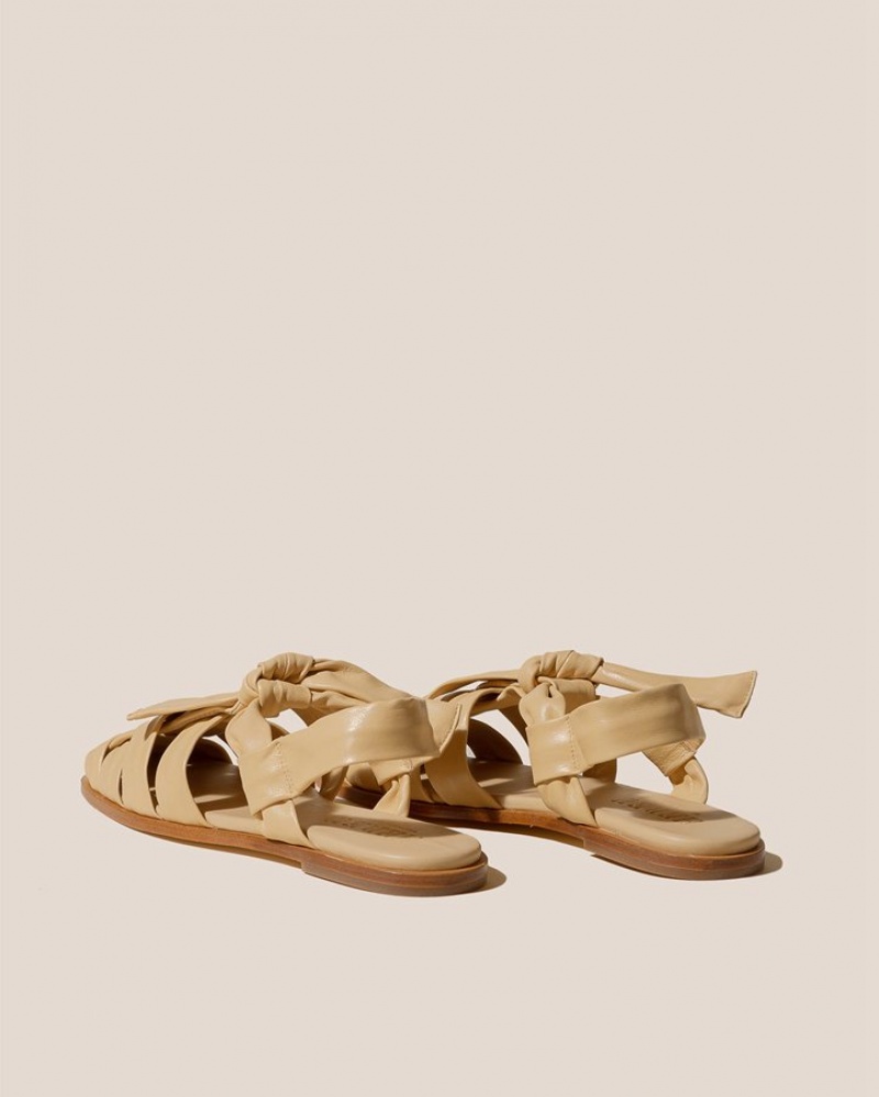 Hereu Bena Interwoven Knotted T-bar Women's Sandals Cream | NZ-01KBCLAEN