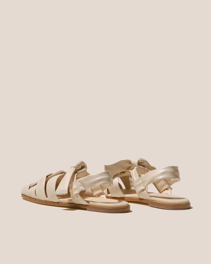 Hereu Bena Interwoven Knotted T-bar Women's Sandals Light Beige | NZ-95DKQFTRM