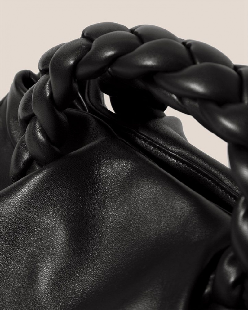 Hereu Bombon L Plaited-handle Leather Women's Tote Bag Black | NZ-69KJOFRHB